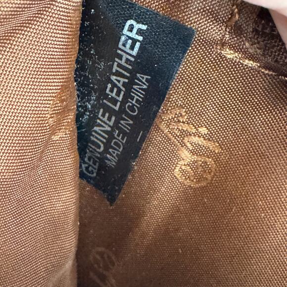 VTG Fossil Brown Camel Leather Double Flap Saddle Crossbody Bag Organizer - Picture 8 of 15